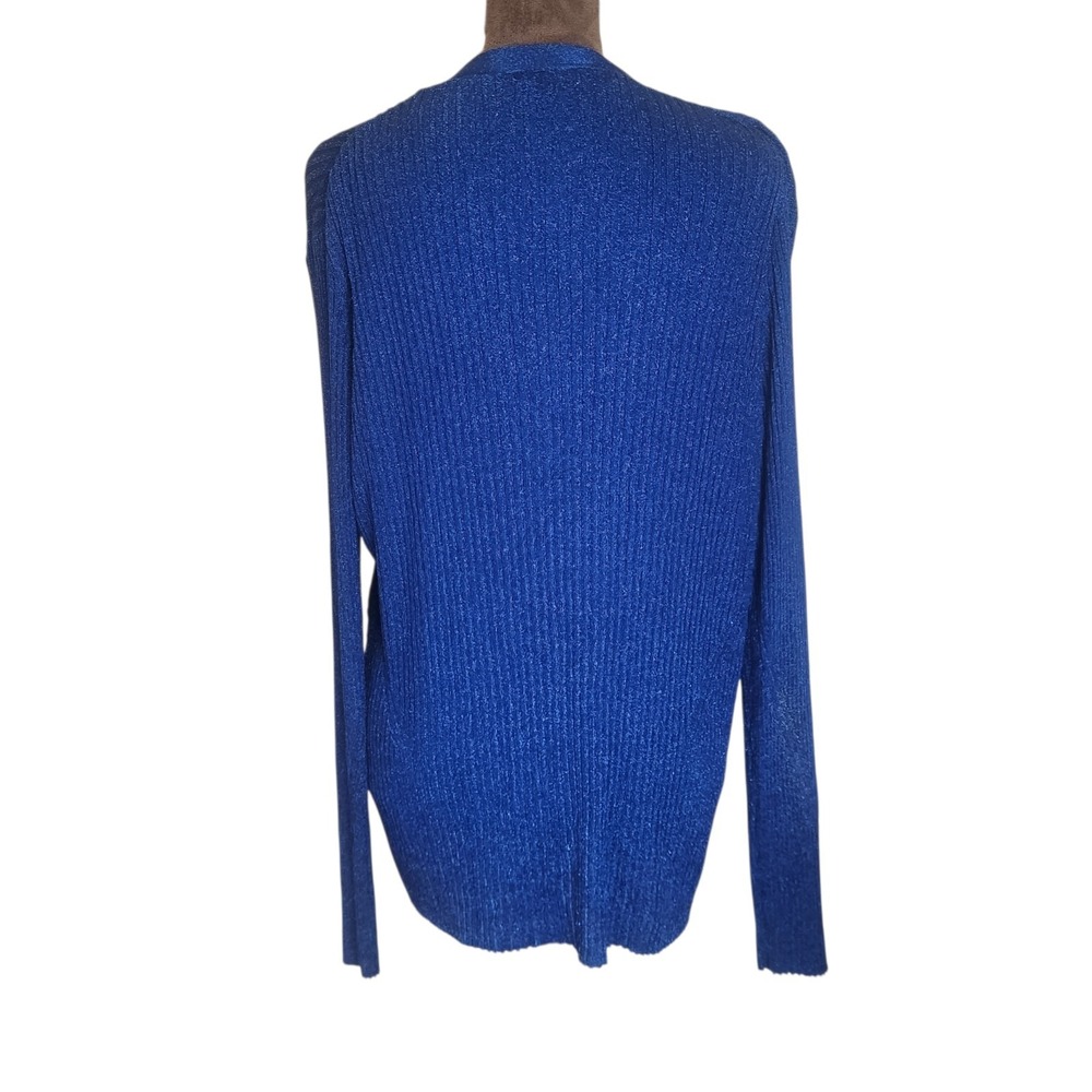 Rag & Bone Women's Blue Metallic‎ Cardigan Sweater Size L Lightweight Knit - Picture 2 of 7